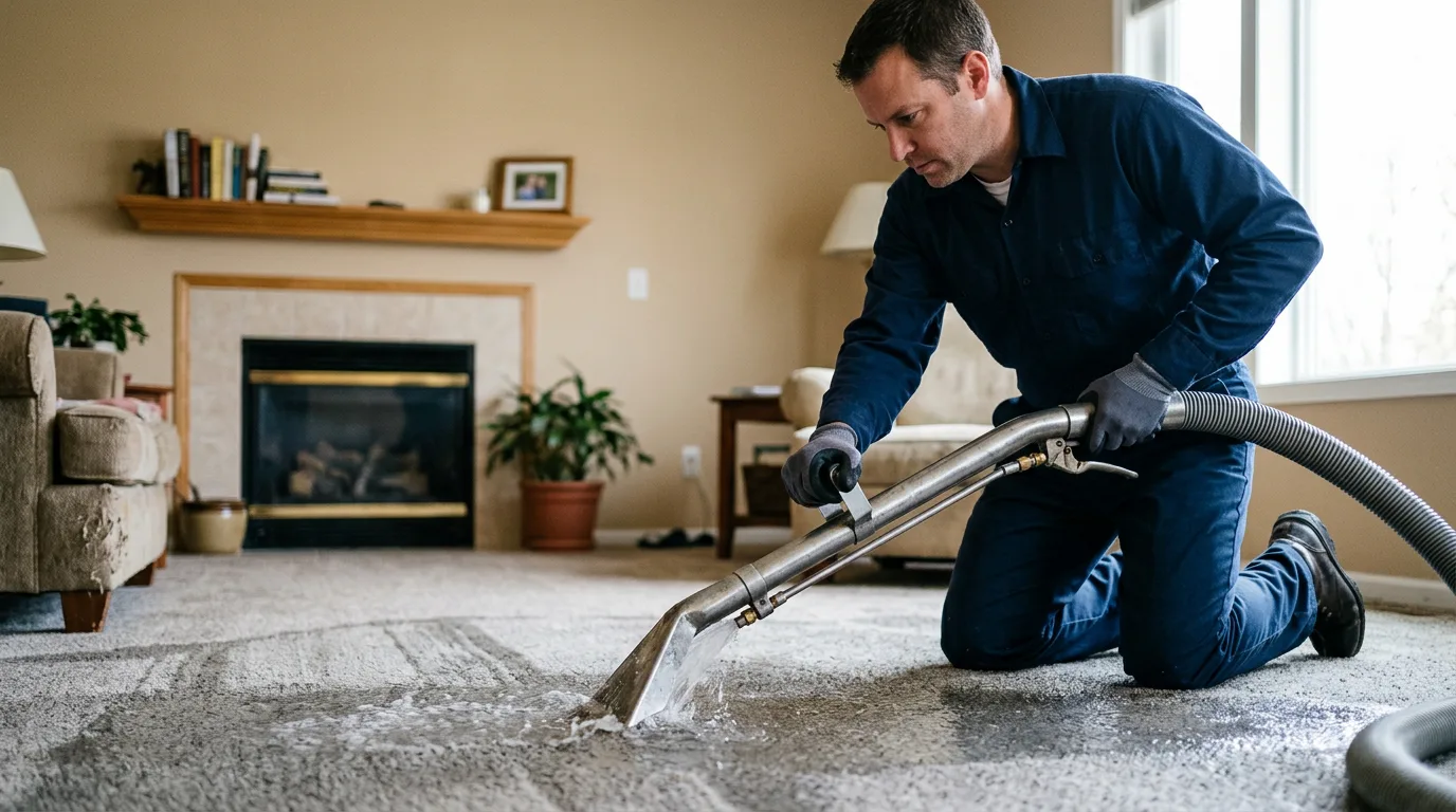 Water damage restoration technician working near Itasca, IL